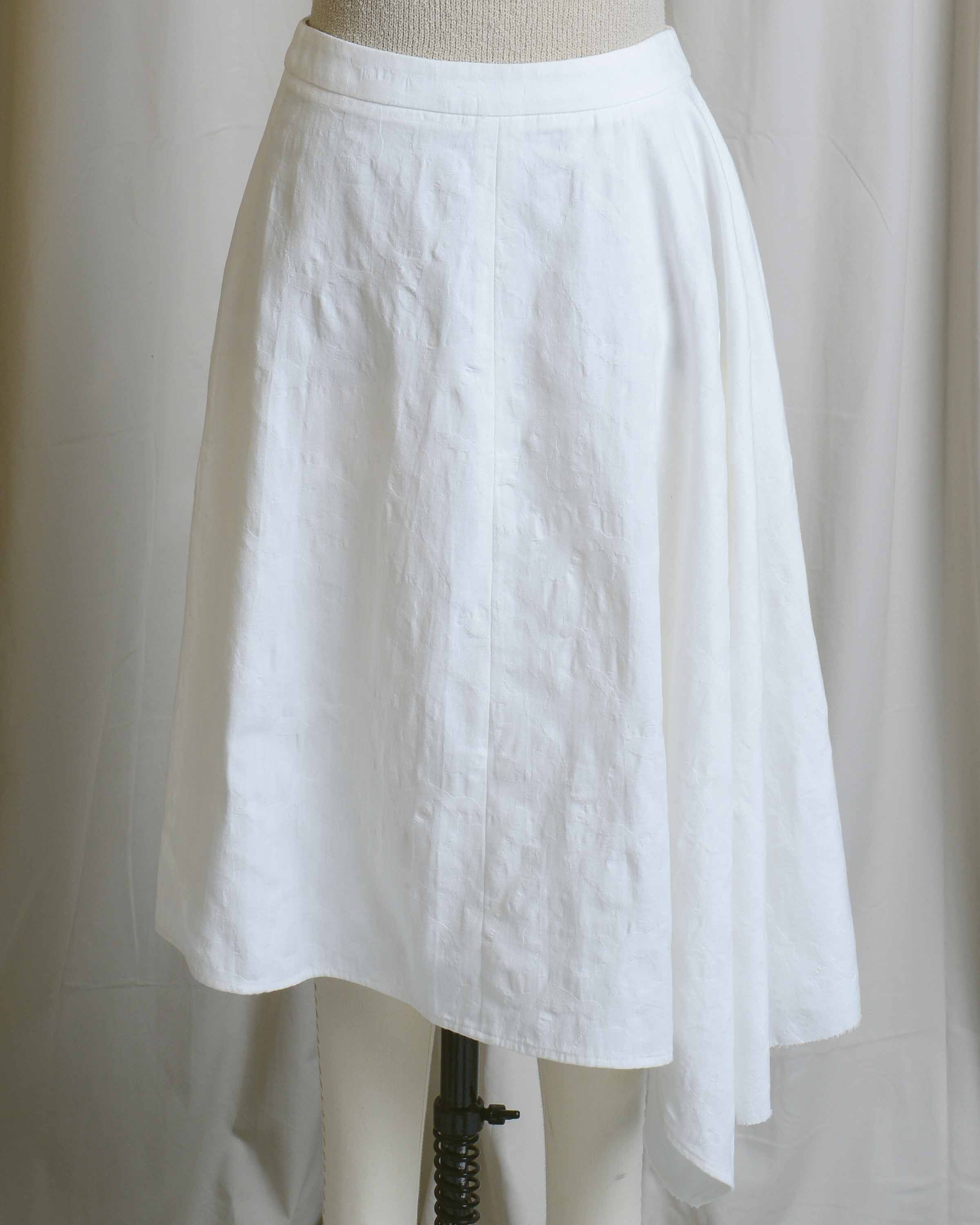 White Cotton Asymmetrical Skirt