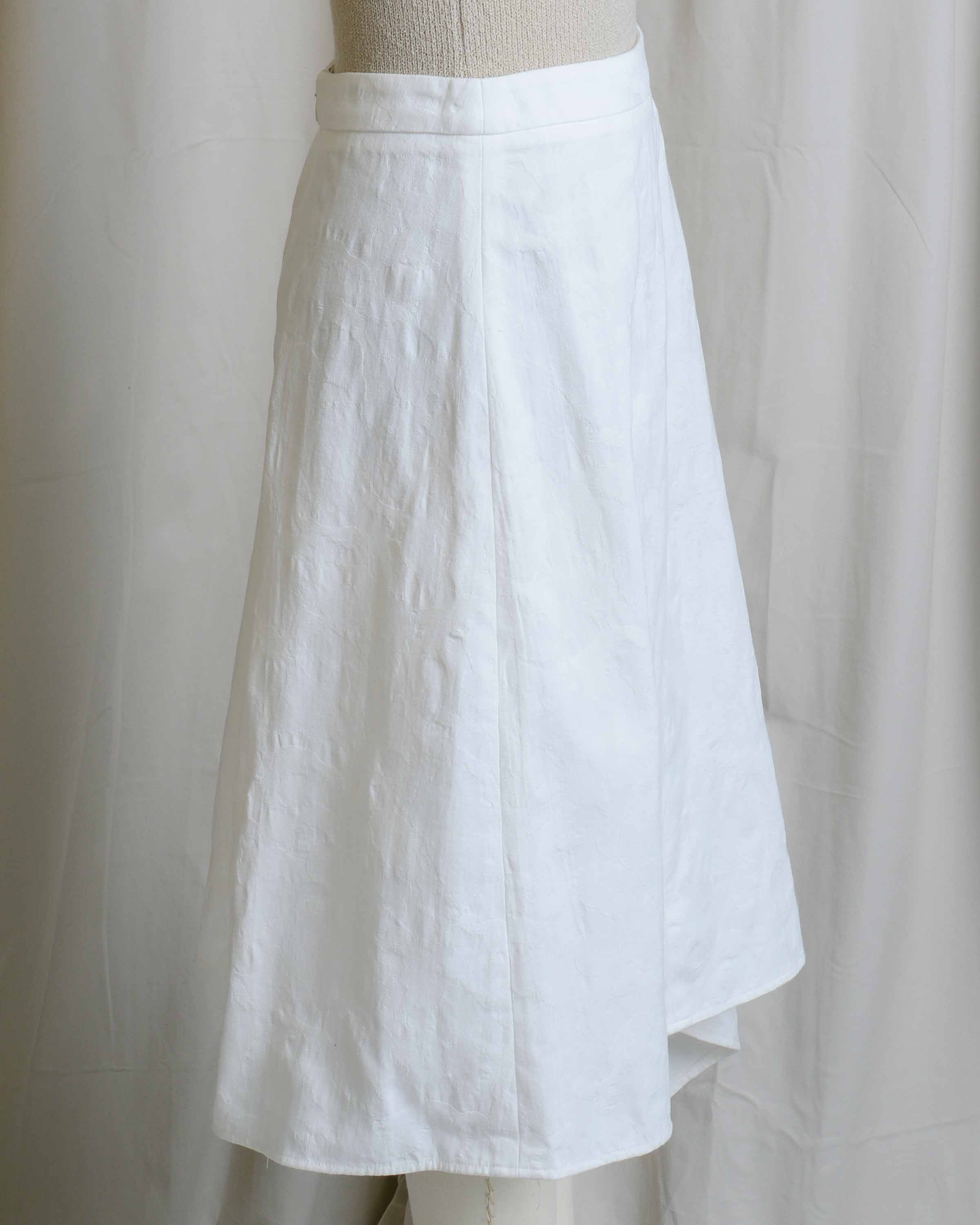 White Cotton Asymmetrical Skirt