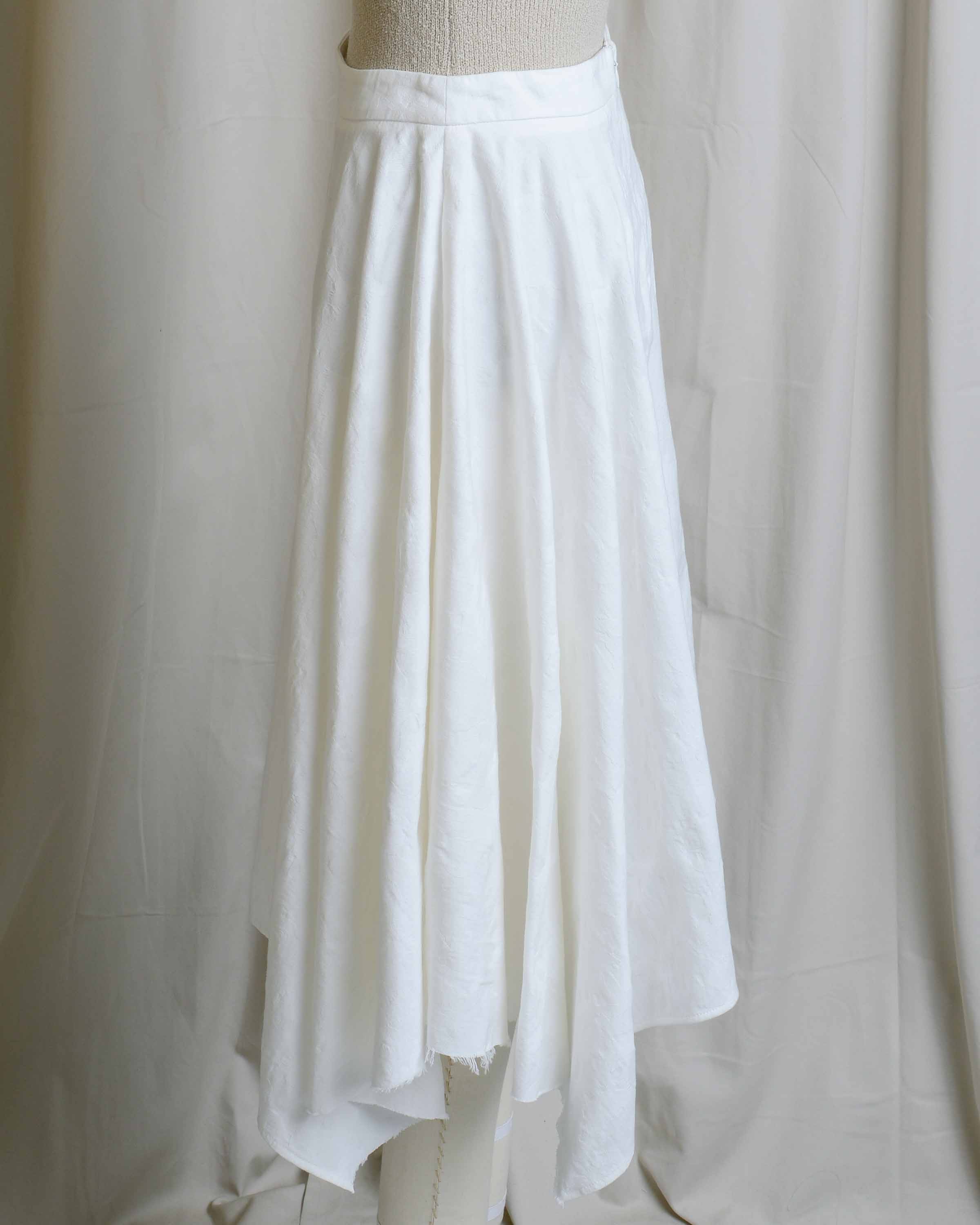 White Cotton Asymmetrical Skirt