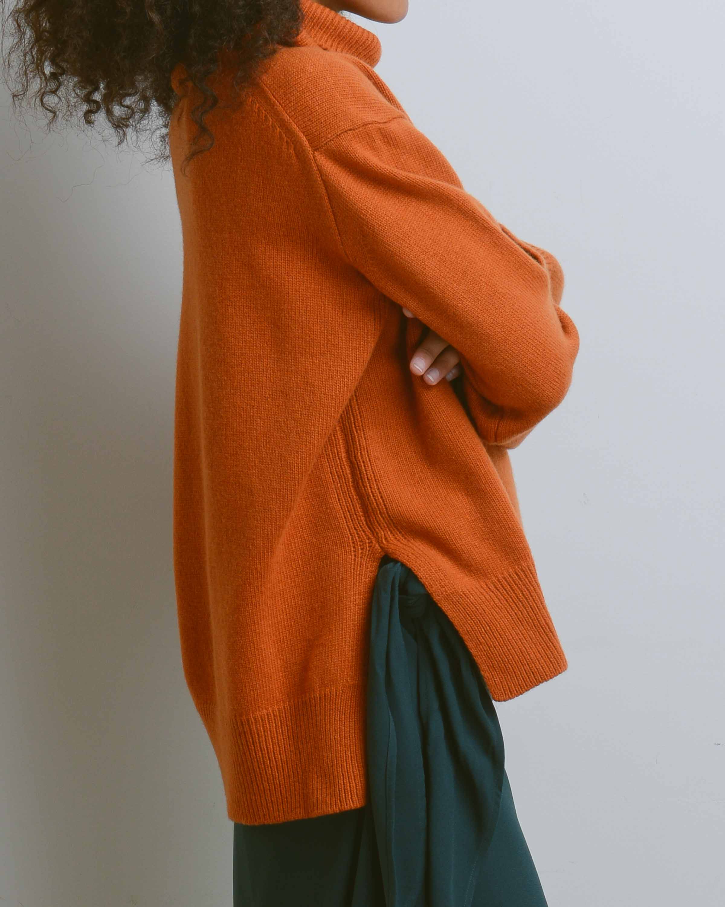 Orange Turtle Neck Knit Top