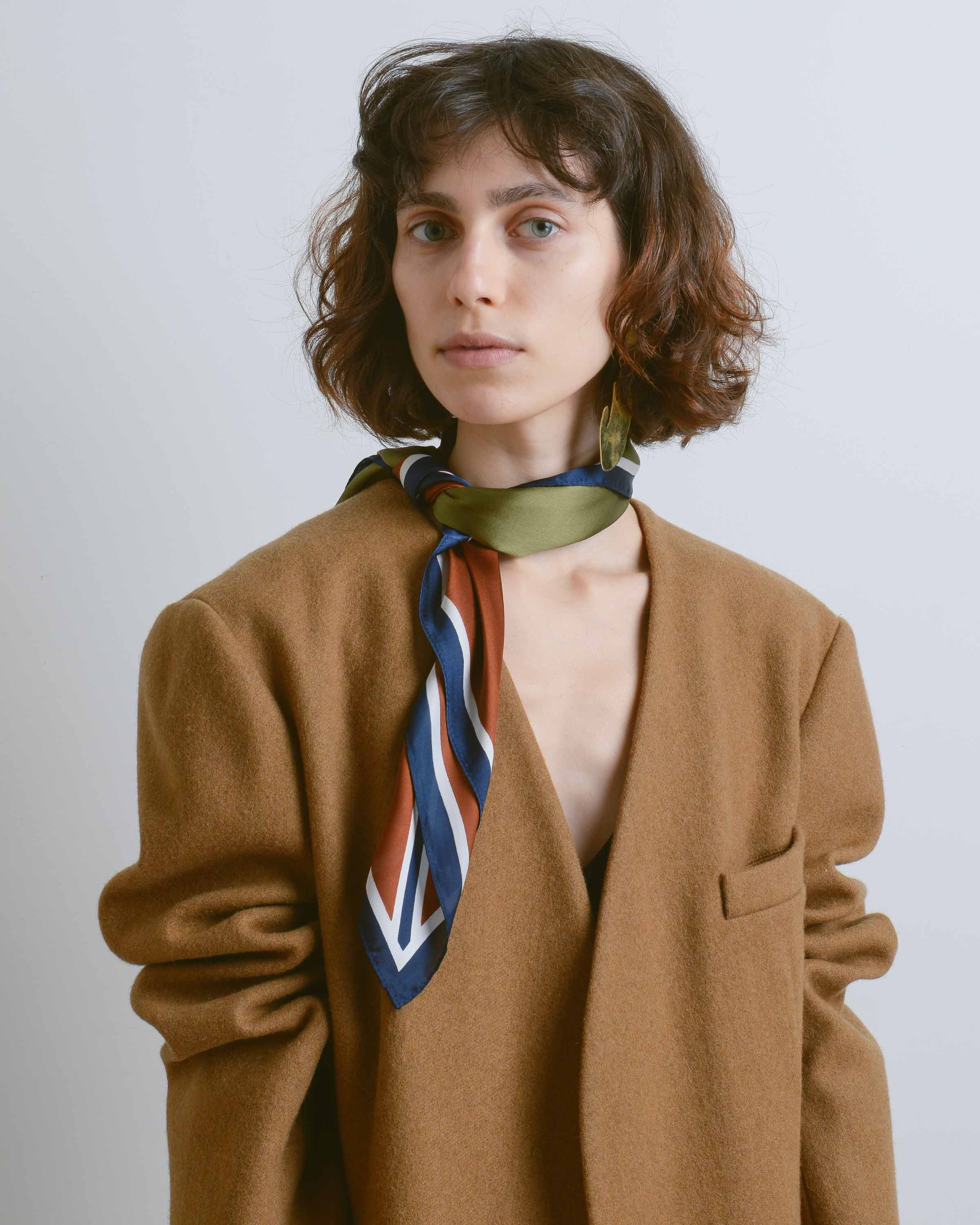 Brown Green Printed Scarf