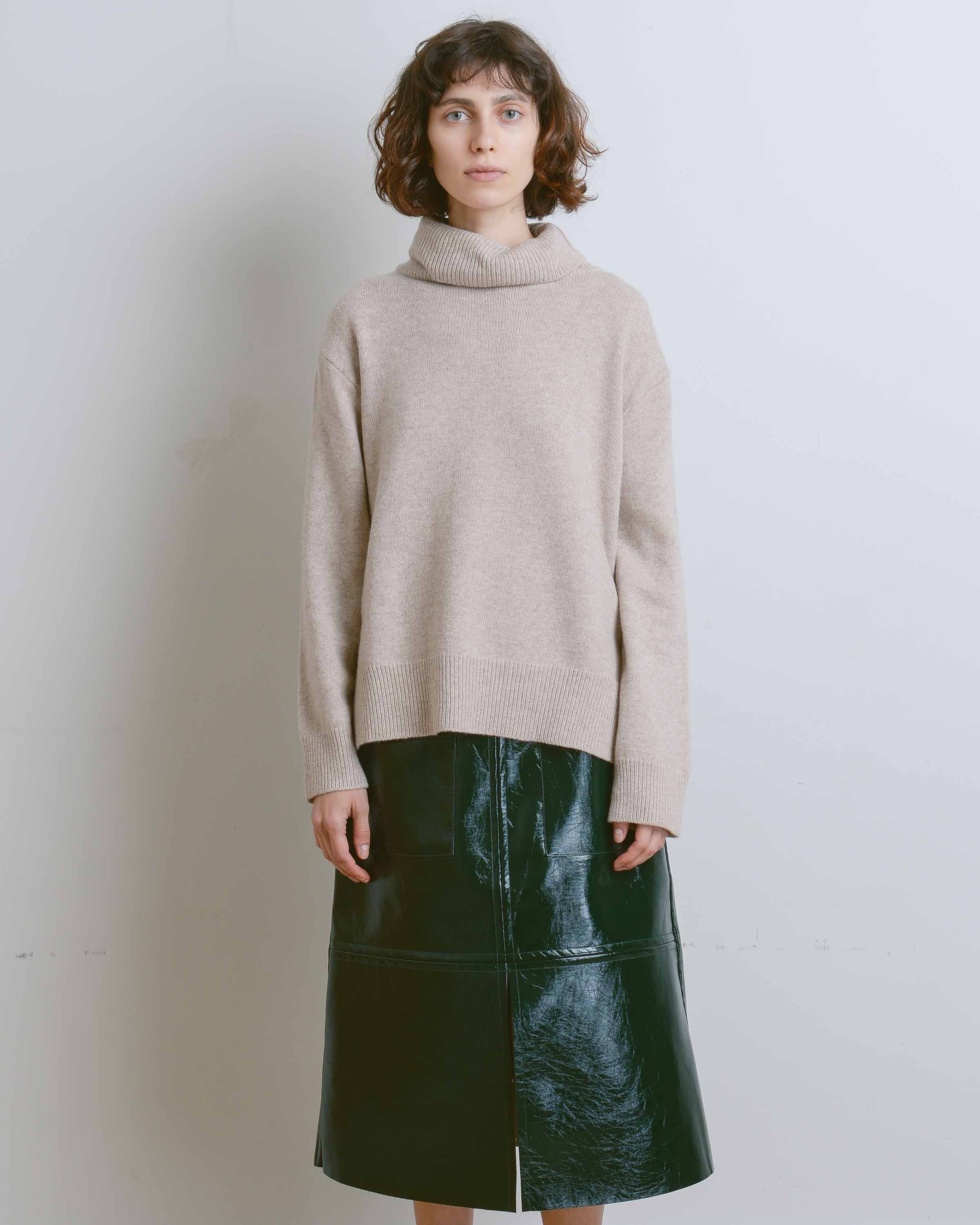 Oatmeal Turtle Neck Knit Top