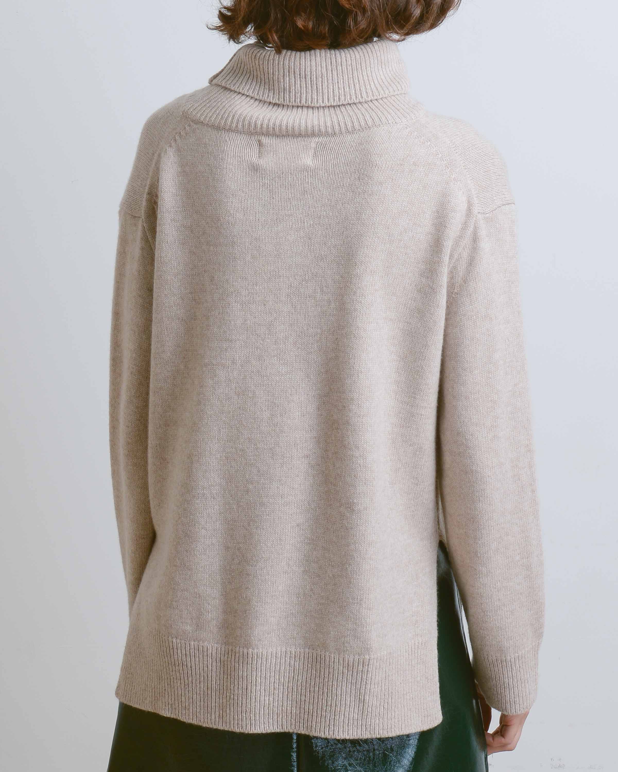 Oatmeal Turtle Neck Knit Top