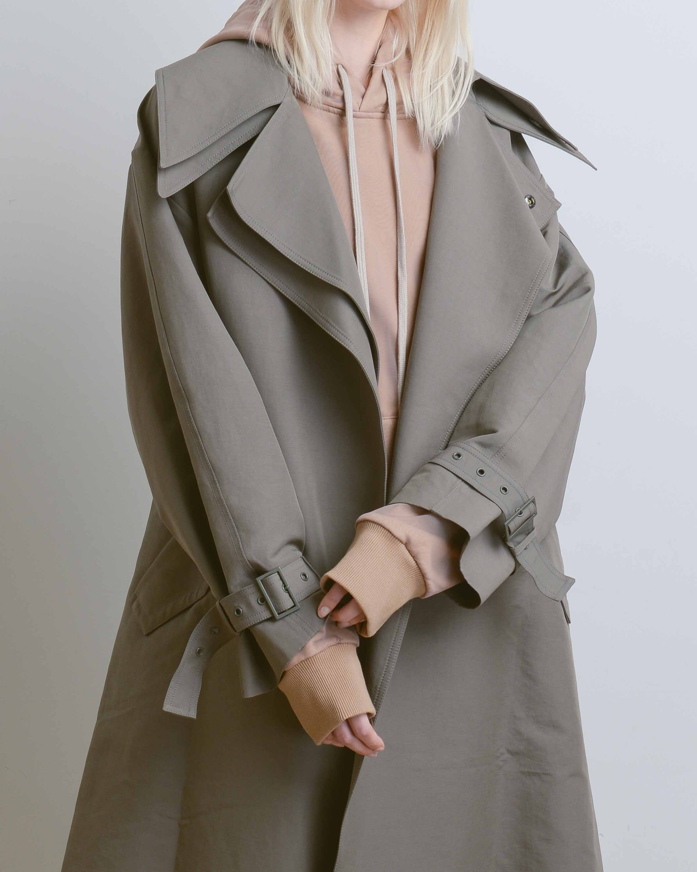 Khaki Layered Trench Coat