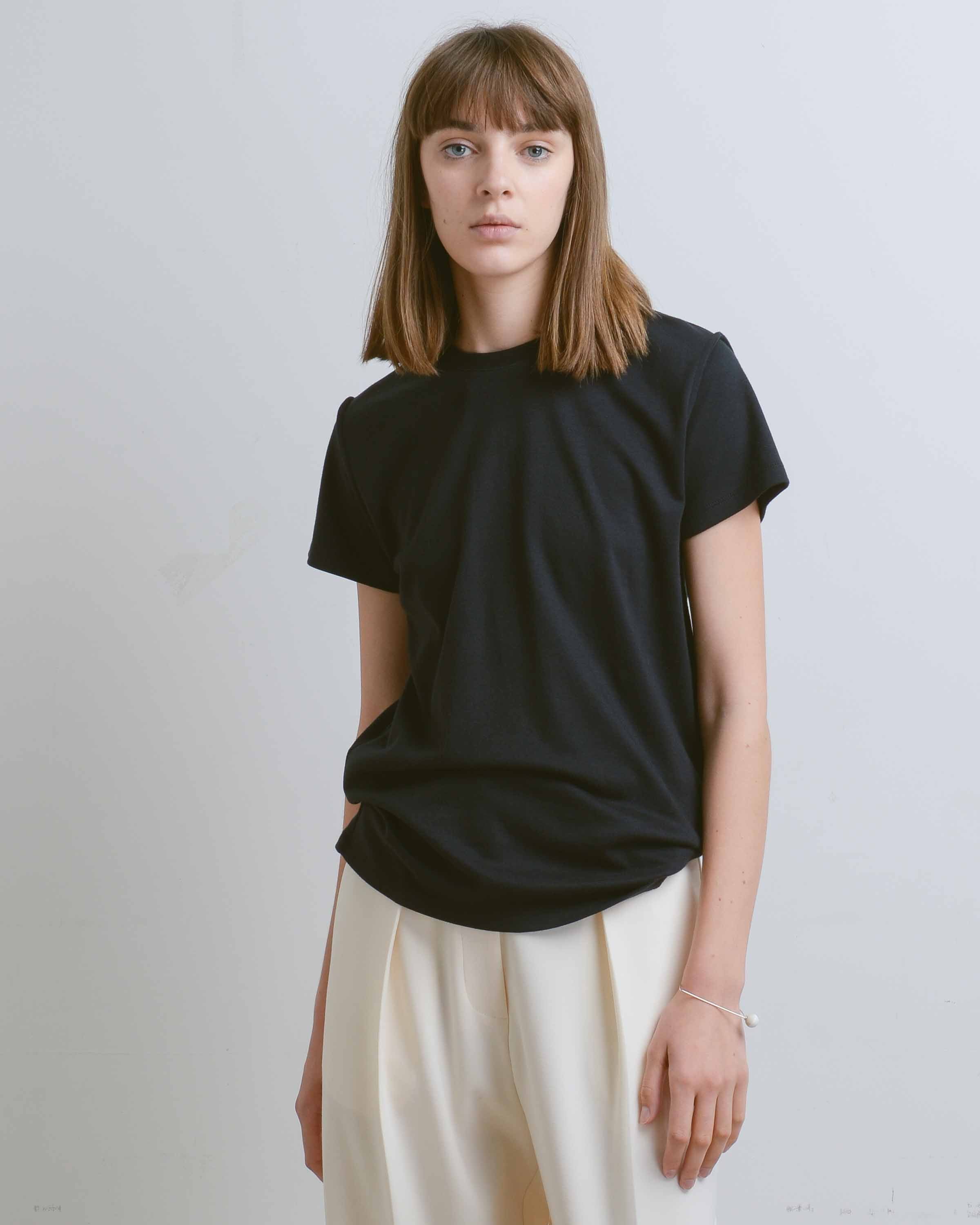 Black Cotton Inverted Seams Tee