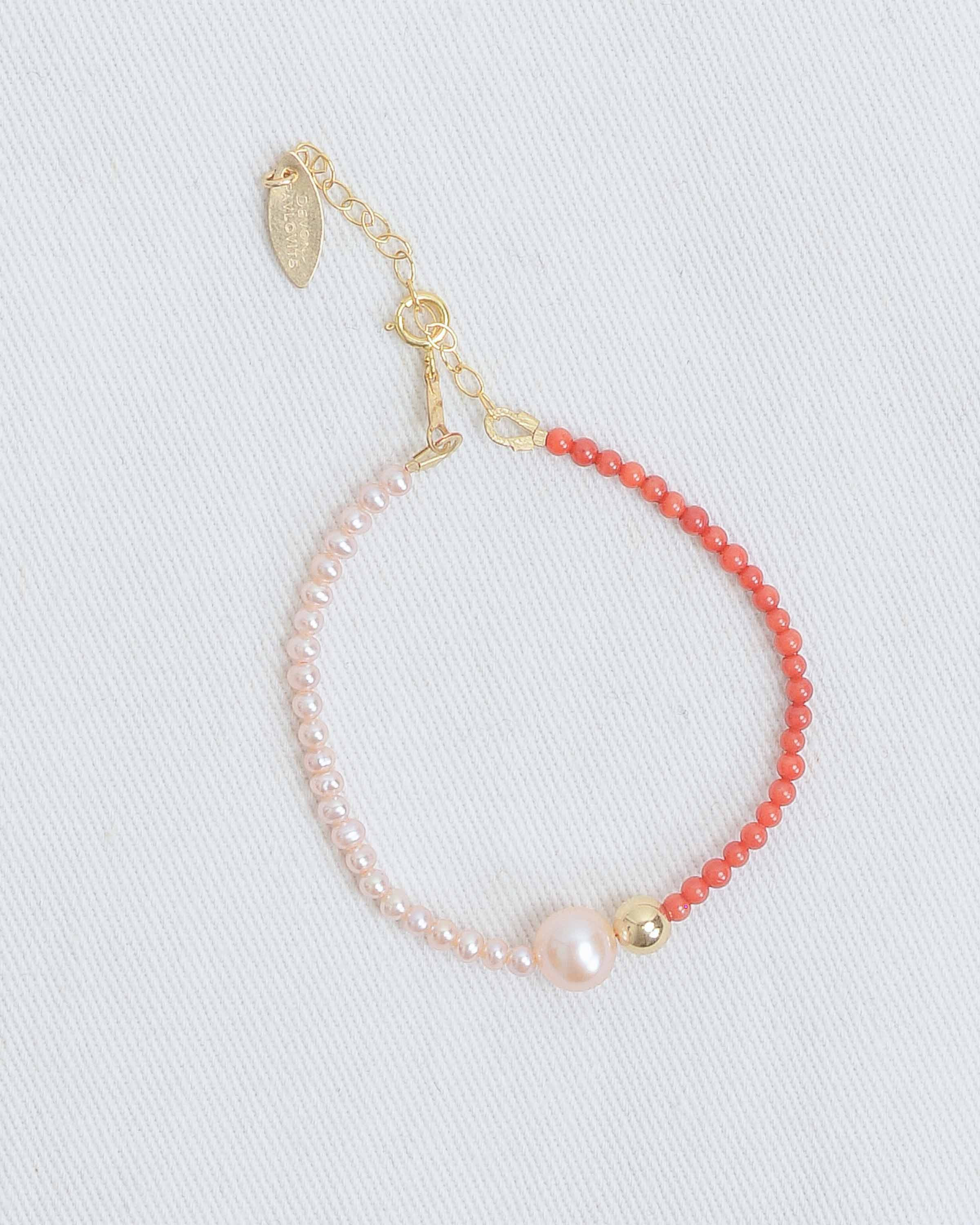 Red Coral/Pink Pearl Rayne Bracelet