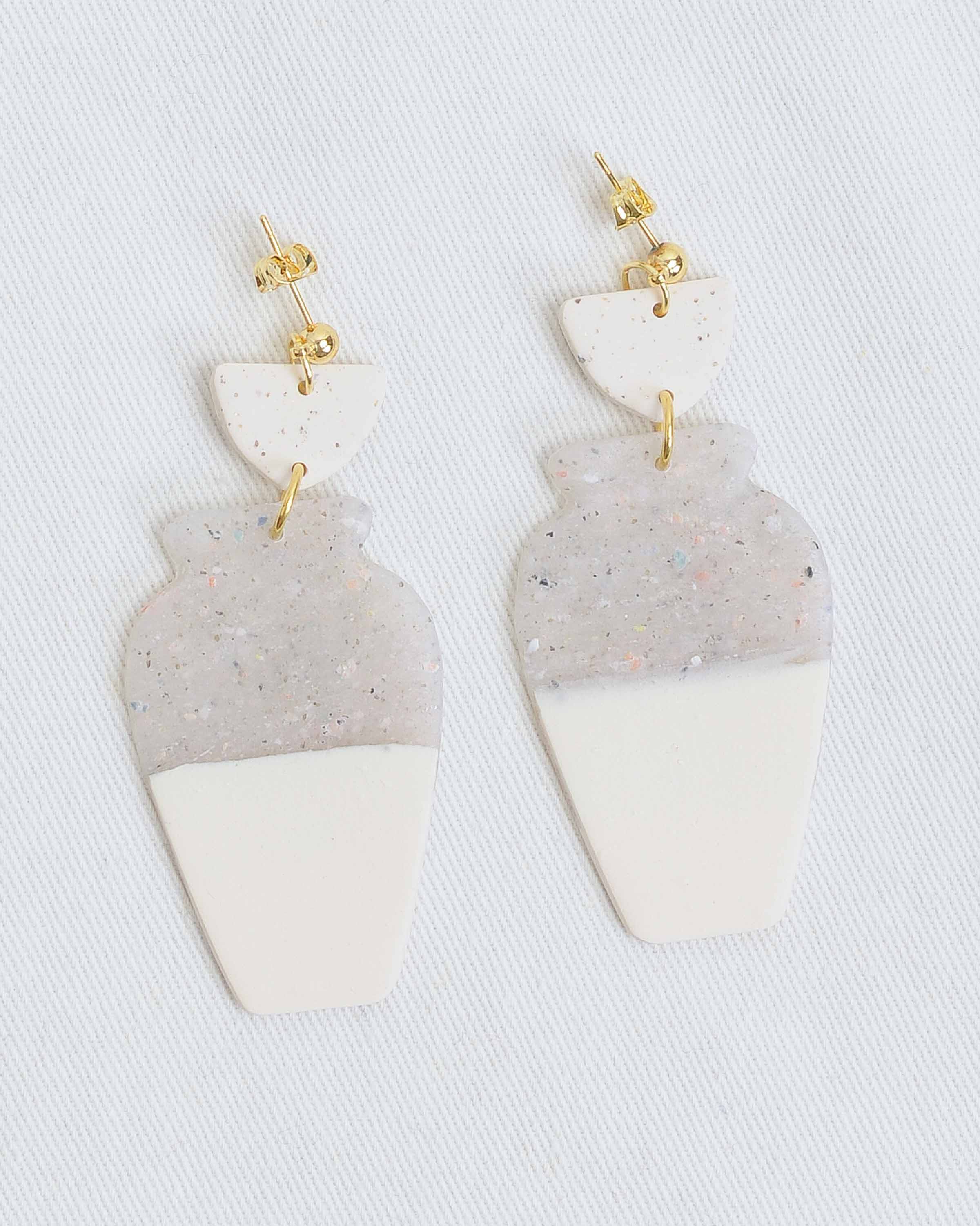 Off White/Confetti Inspired Vessel Earrings